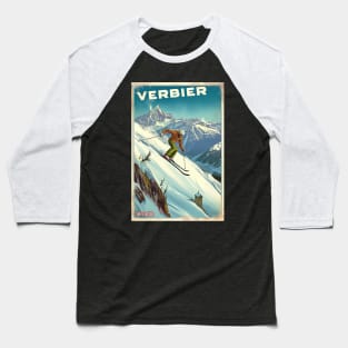 Verbier Switzerland Ski Baseball T-Shirt